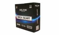 Шнур Delink 3RCA-SCART "Grey" пластик 15,0м
